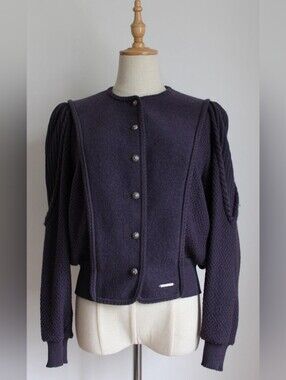 Geiger 100% Pure Boiled Wool  Women's Navy Blue Button-Front Jacket AU42/US S
